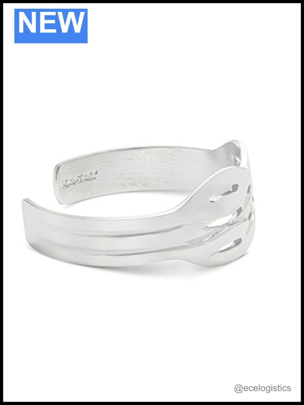 Rhodium Plated Pewter Cuff Bracelet Wavelike Design